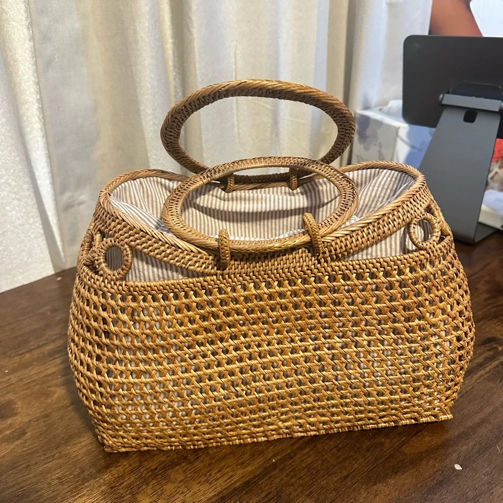 Anthropologie Brown Woven Tote - Picture 2 of 4